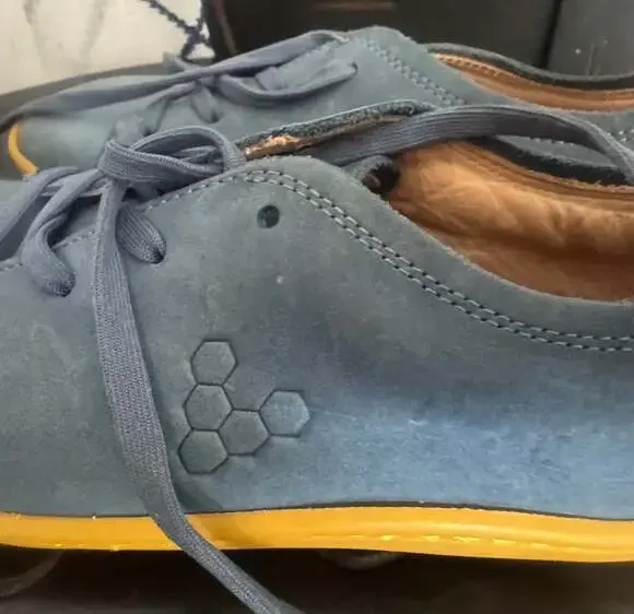 Vivobarefoot Addis Kids Blue Leather Trainer Comfort Shoes - Picture 3 of 7